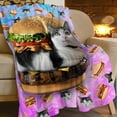 thumbnail image 2 of Funny Cat Blanket Super Soft Cozy Hamburger Cat Throw Blanket Lightweight Flannel Fleece Fuzzy Blankets Cat Lover Giftsfor Girls Boys Women Teens Adults 50"X40", 2 of 6