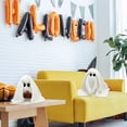 thumbnail image 3 of QLUEWX Halloween Sherpa Ghost Plush Decor with Blanket, 10.63 Inch Cute Stuffed Ghost Ornament with Black Cat Bat Pumpkin for Tiered Tray Tabletop Home Party Boo Basket Gift for Kids Toddlers, 3 of 6
