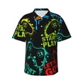 thumbnail image 1 of Fotbe Play Game Start Camisa Hawaiana para Hombre Unisex – Camisa Casual de Verano con Botones de Manga Corta de Algodón y Lino,Large, 1 of 7