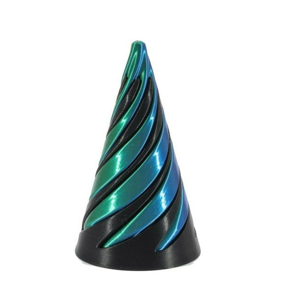 1pc Black Green Dual Color Size: 6.4*3.1*3.1CM 3D Printed Decompression Spiral Cone Fingertip Two-Color Swirl