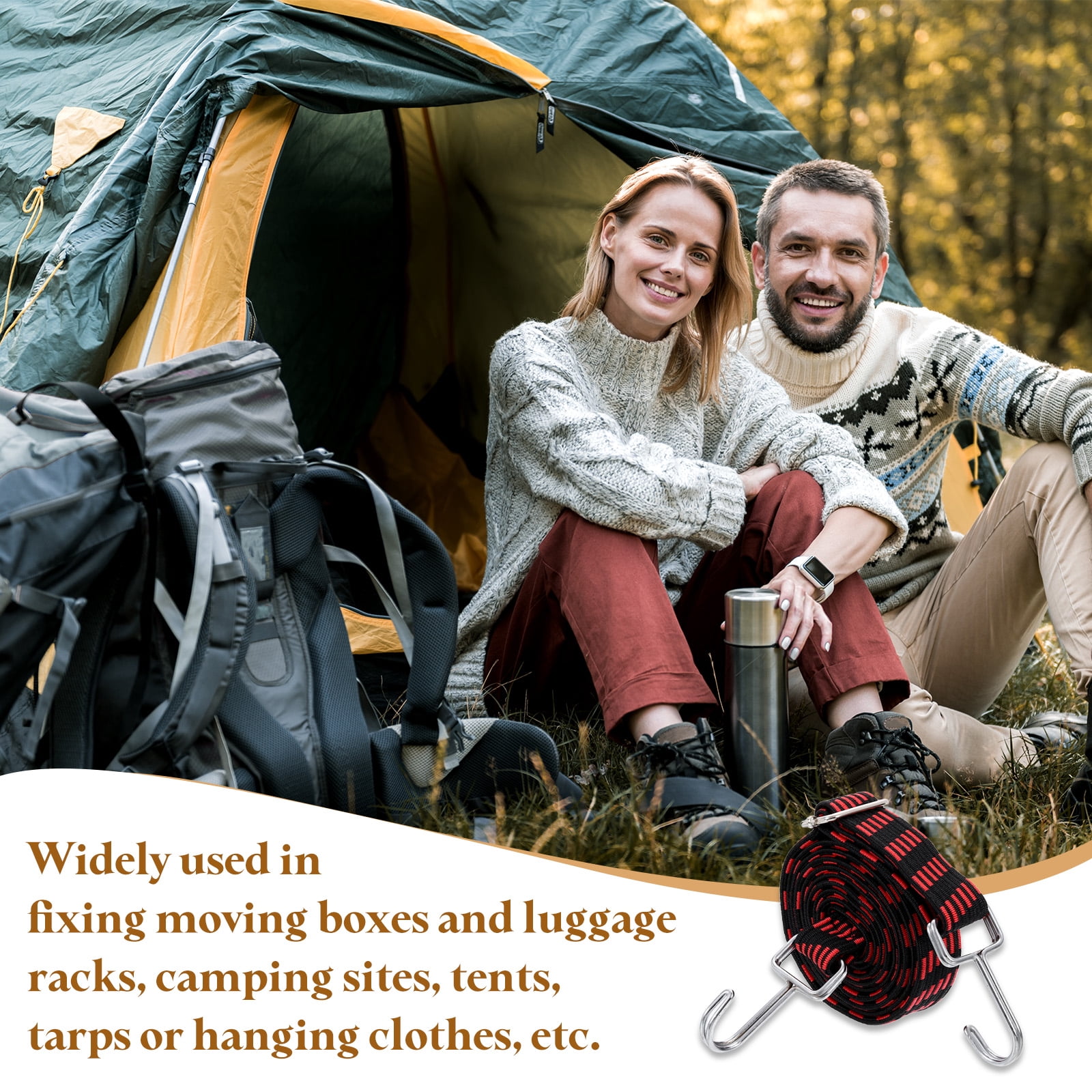 Uxcell 6 Pack Adjustable Bungee Cords with Hooks, 79 Inch Flat Heavy Duty Elasticity Straps Rubber Bungee Cords with Buckle for Outdoor, Camping, Tarp, Bike Rack, Luggage, Black Red