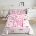 thumbnail image 2 of jejeloiu Initial Letter N Bedding Comforter Set,Kawaii Bow Bowknot Twin Comforter Sets,Light Pink Bedding Set For Girls,Breathable Bedroom Decoration Reversible,2-Piece, 2 of 8