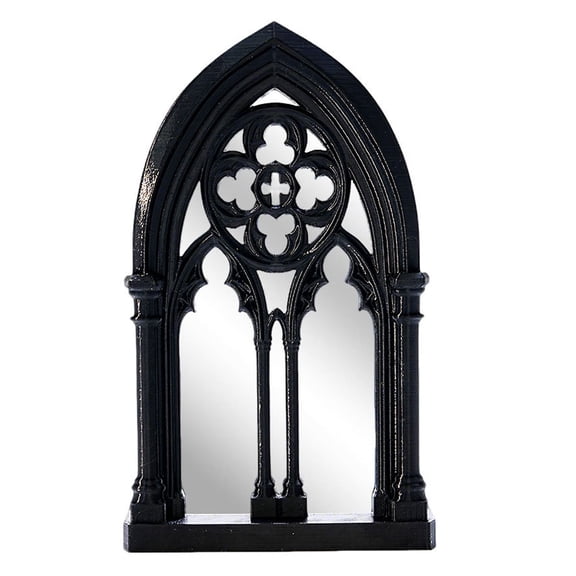 OFFIGAM Black Fake Window Mirror Arched Design Decorative Wall Mirror for Home Decor
