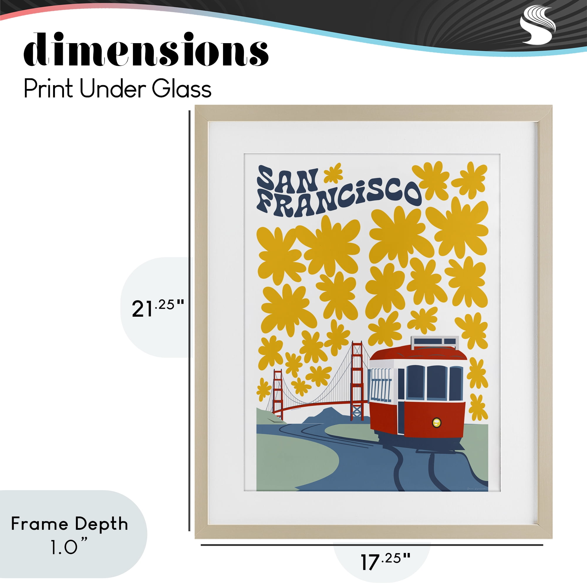 Stupell Industries San Francisco Trolley Birch Framed Print Under Glass, design by Omar Escalante