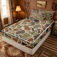 thumbnail image 2 of meiyoeat Woodland Camo Dinosaur Zipper Full Size Comforter Sets with Fitted Sheet and 2 Pillowcases for Kids Boys, Cartoon Dino Wildlife Zipper Bedding Set, Brown Green, Black Reversible, 4pcs, 2 of 6