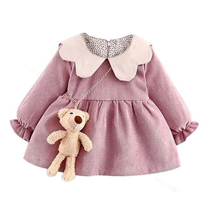 Robes de Fête d'Automne Design à Volants pour Fête et Mariage, Robes en Coton pour Filles de 3-4 Mois