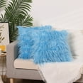 thumbnail image 6 of Unique Bargains Faux Fluffy Zipper Closure Cushion Covers Throw Pillow Covers (2 Count) Light Blue 18" x 18", 6 of 6