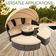 thumbnail image 4 of Villeston Round Outdoor Sunbed with Canopy for Patio Backyard, Clamshell Combination with Elevated Coffee Table,Beige, 4 of 8