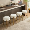 thumbnail image 2 of 24" Tall, Round Bar Stools, Set of 2 - Contemporary upholstered dining stools for kitchens, coffee shops and bar stores - Includes sturdy hardware support legs Beige, 2 of 8