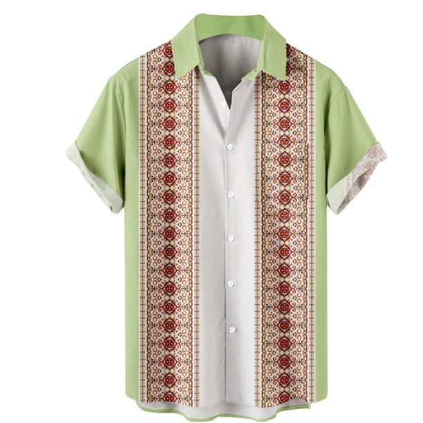 Camisas s Para Hombre Manga Corta Camisa de manga corta con estampado digital 3d de ocio de tendencia de moda de playa de turismo de vacaciones de verano para hombres (Mint Green, L)