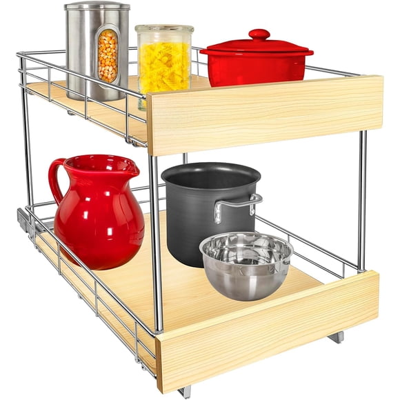 LYNK PROFESSIONAL® SELECT™ Pull Out Cabinet Organizer - 14" x 21" - Slide Out Cabinet Organizer for Kitchens - Sliding Shelves - Pull Out Drawer, Pots and Pans Storage - Lifetime Ltd Warranty - 2 Tier