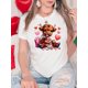 thumbnail image 1 of Valentine's Day Love Heart & Cow Print T-Shirt Casual Crew Neck, Short Sleeve Top for Women - SpringCamisetas para mujer, lindas camisetas con estampado gráfico, de manga corta, estilo casual, para ve, 1 of 7