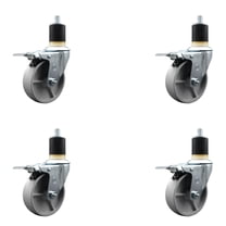 4 Inch Semi Steel Swivel 1-7/8 Inch Expanding Stem Caster Set Total Lock Brake