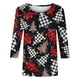 thumbnail image 5 of Puntoco Camiseta de mujer con cuello redondo, manga 3/4 y estampado navideño, jersey de cuello redondo, camiseta de manga larga con cuello redondo, 5 of 5