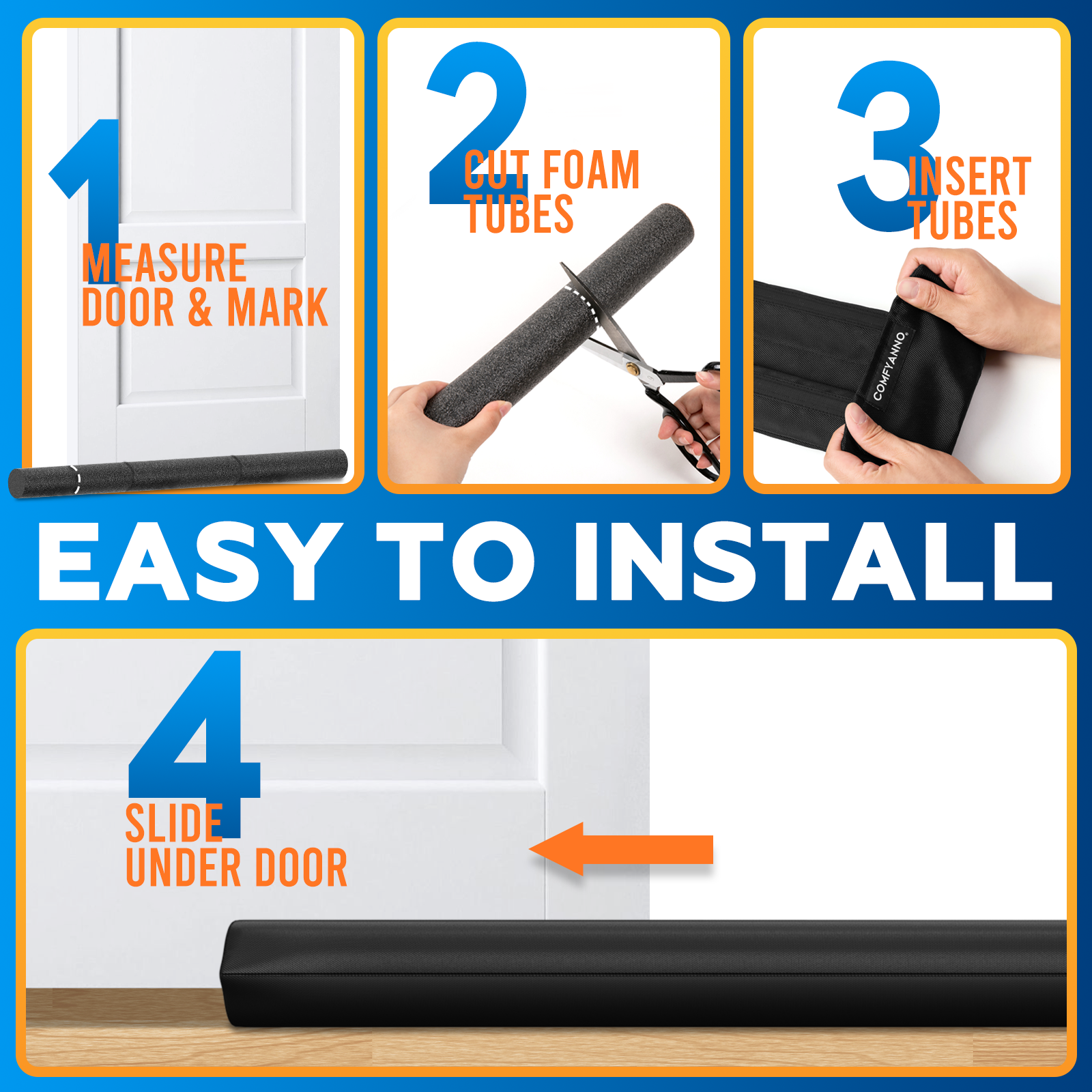 Comfyanno Under Door Draft Stopper Black photo 3