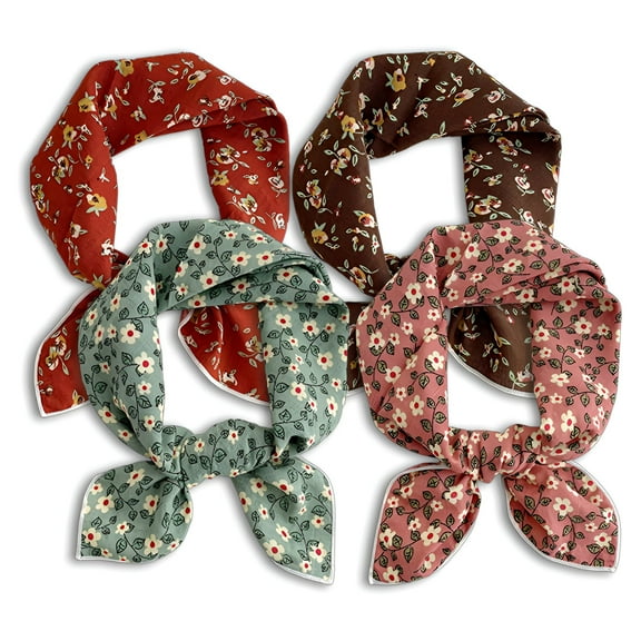 TELOLY 4Pcs Bandanas for Women,French Pastoral Style Bag Scarf,Sweet Style Bandana Set