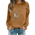 thumbnail image 2 of Chuancc Sweatshirt for Womenwomen'S Dandelion Print Casual Fashion Sweatshirt Top Sweatshirts for Women Trendy Womens Crewneck Sweatshirt Brown S, 2 of 4