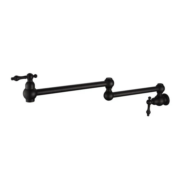 Wall Mounted Dual Shut Off Valve Pot Filler Faucet With 22" Double-Jointed Swinging Spout Lever Handles ,Easy to Install