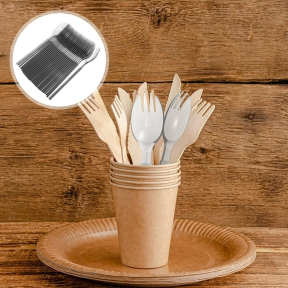 Supvox 100% Food Grade Plastic Cutlery Fork Spoon Set Compact And Durable Spork For Camping Picnic And Daily Use