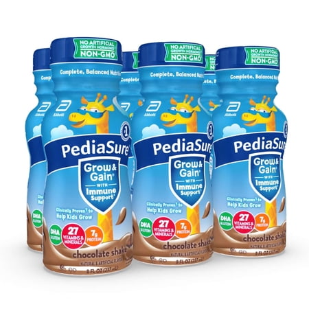PediaSure Grow & Gain with Immune Support Chocolate Nutrition Shake, 7g Protein, 8 fl oz, 6 Pack