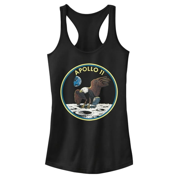 Junior's NASA Apollo 11 Round Emblem  Racerback Tank Top Black Small