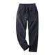 thumbnail image 2 of Pantalones largos para hombre, informales, de otoño, de color liso, con cintura elástica y lazo, de poliéster., 2 of 6