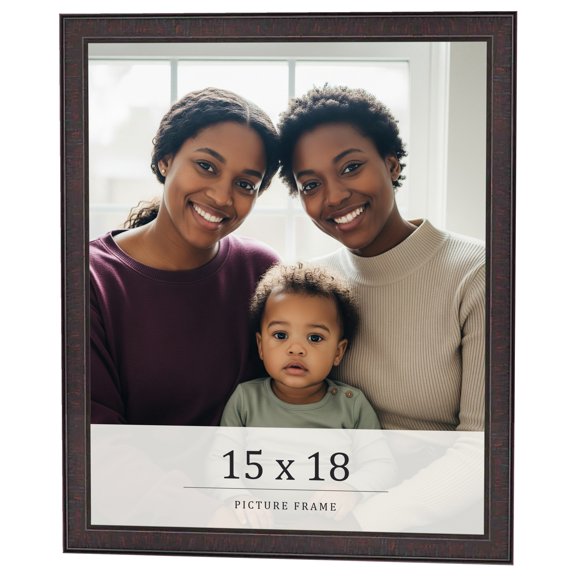 15x18 Rustic Brown Real Wood Picture Frame Width 0.75 inches | Interior Frame Depth 0.5 inches |