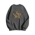 thumbnail image 4 of successthop Women Crewneck Sweatshirts Oversized Long Sleeve Top No Hood Pullover Sweater Leopard Stars Athleisure Gray, 4 of 4