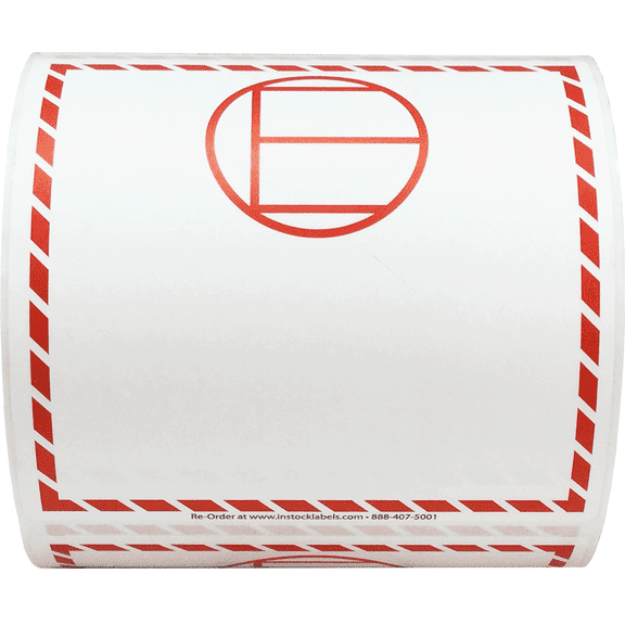 Dangerous Goods in Excepted Quantities White with Red Labels | 4.125 inch Square - 500 Pack | InStockLabels.com