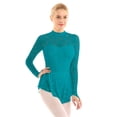 thumbnail image 2 of ZDHoor Women's Long Sleeves Lace Figure Ice Roller Skating Ballet Dance Leotard Dress Costume Teal S, 2 of 7