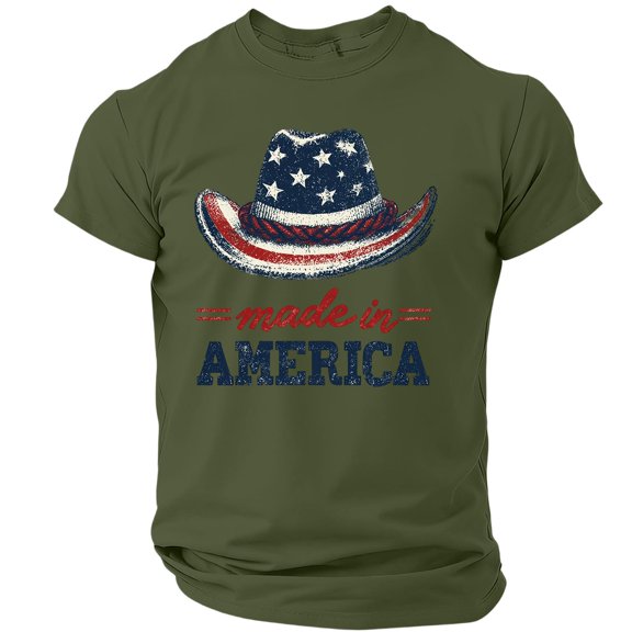 LWavelet USA T-Shirt for Men Vintage American Flag Graphic Tee Patriotic Short Sleeve Crew Neck Top