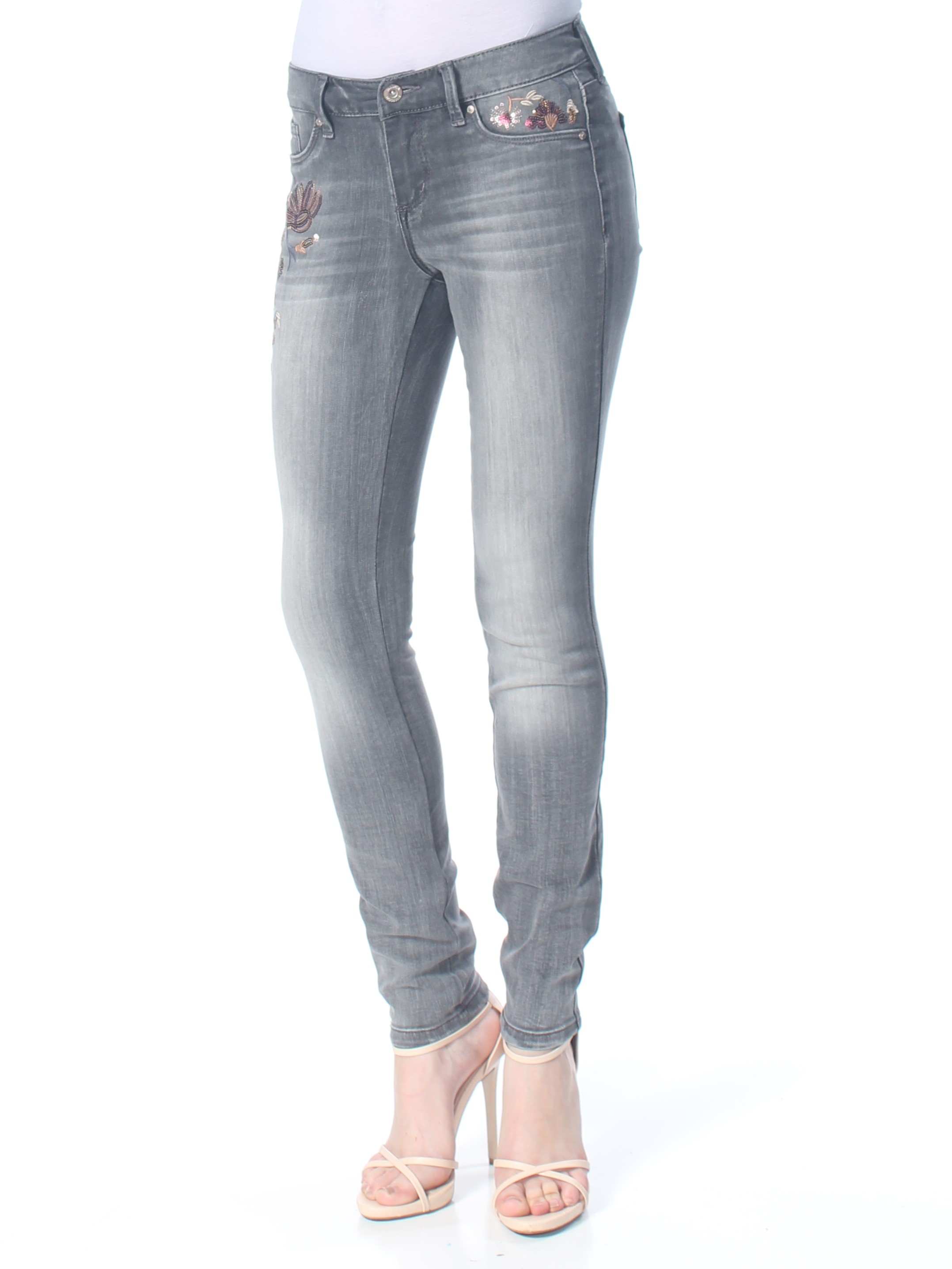 JESSICA SIMPSON Womens Gray Embellished 
