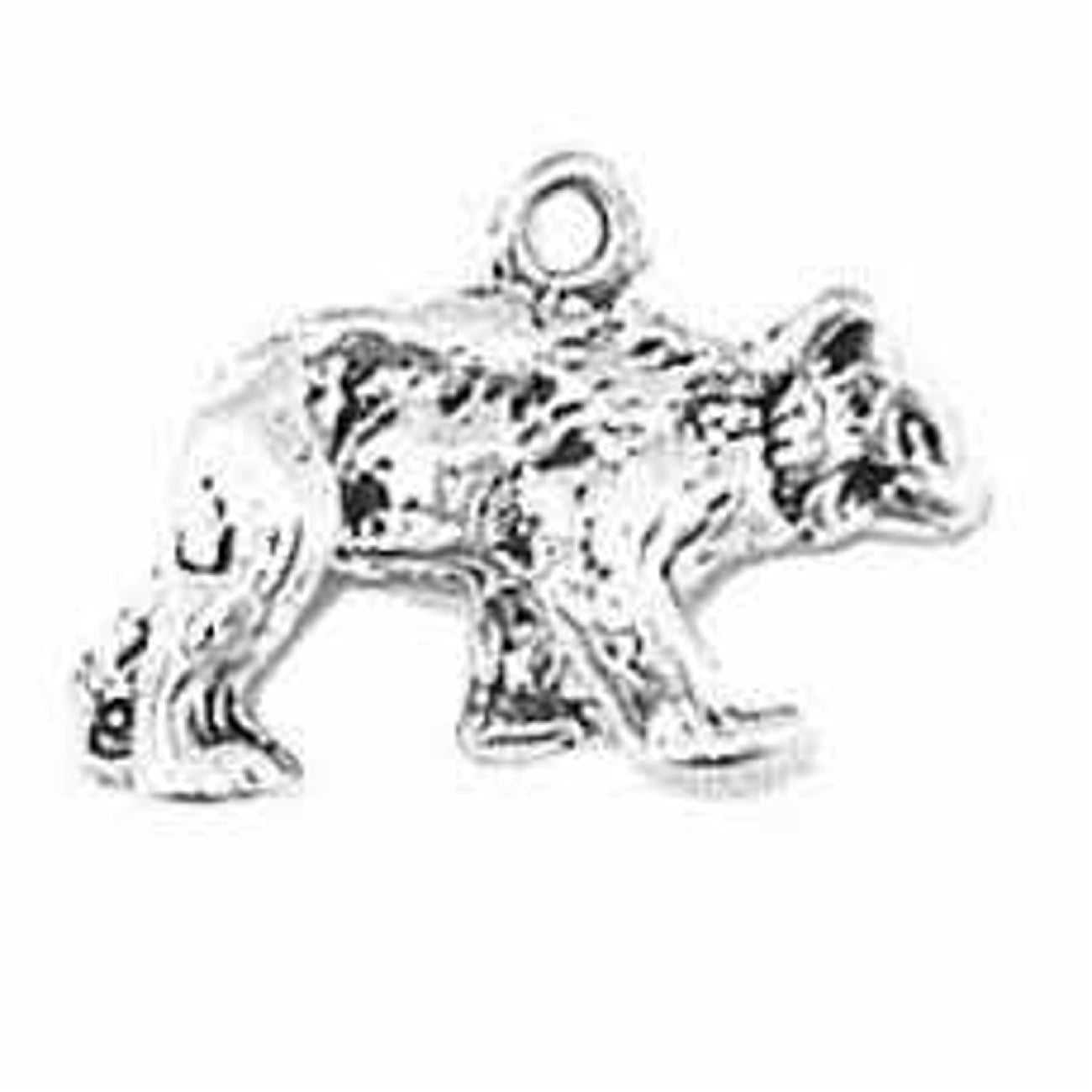 Sterling Silver Girls .8mm Box Chain 3D Large Walking Thin Bear Pendant Necklace 