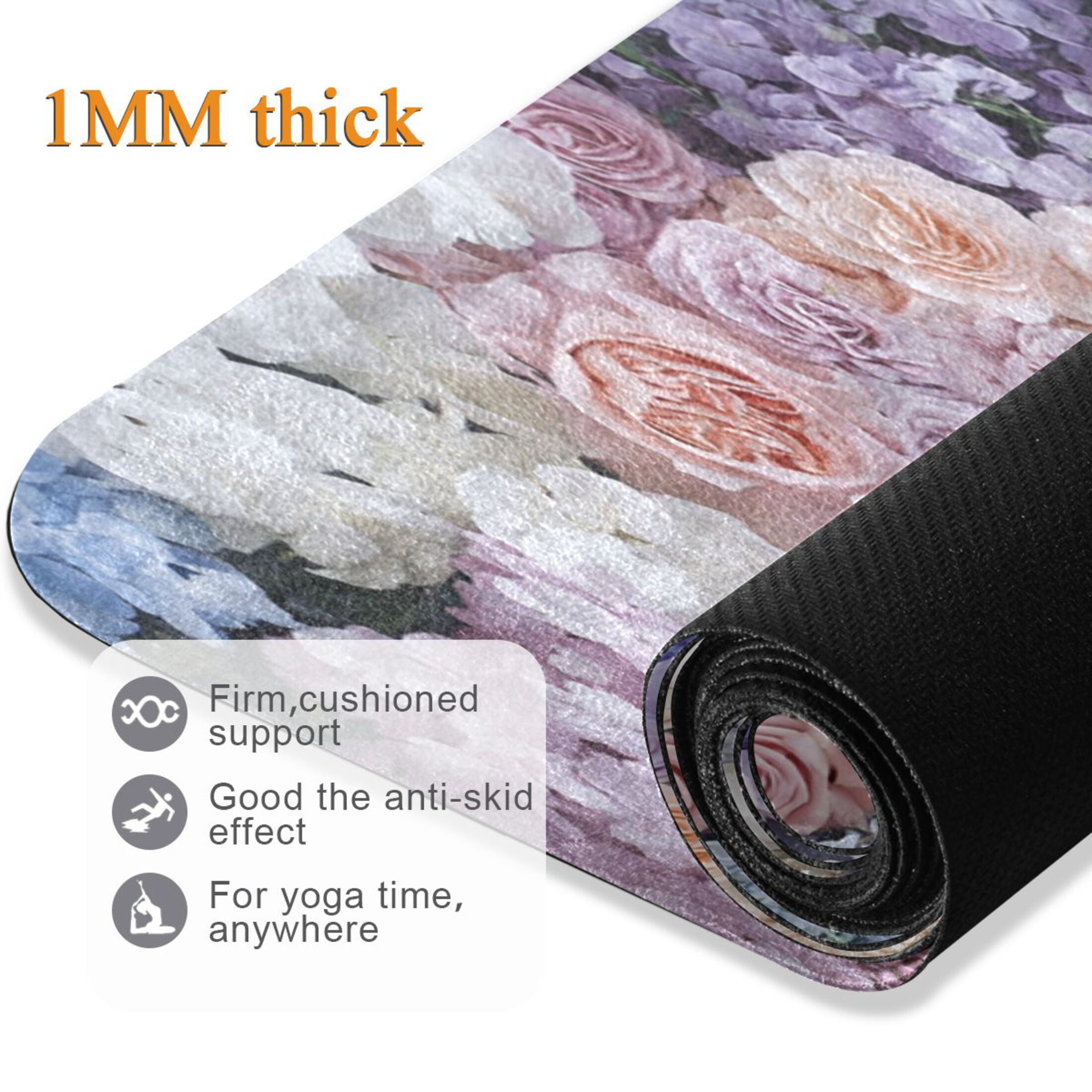 BZSMCE Yoga Mat Women Colorful Floral Arrangement Painting Fitness Mat