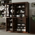 thumbnail image 4 of Palace Imports 100% Solid Wood Kitchen Pantry Storage Cabinet with Glass Doors, Adjustable Shelves and 2-Drawers, Mocha, 4 of 6