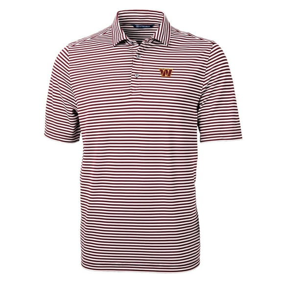 Men's Cutter & Buck Burgundy Washington Commanders Virtue Eco Pique Stripe Polo