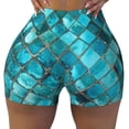 thumbnail image 2 of Daiia Square Glass Mosaic Pattern Women's Workout Shorts Biker Shorts - High Waisted Workout Spandex Tummy Control Gym Running Yoga Shorts-Medium, 2 of 8