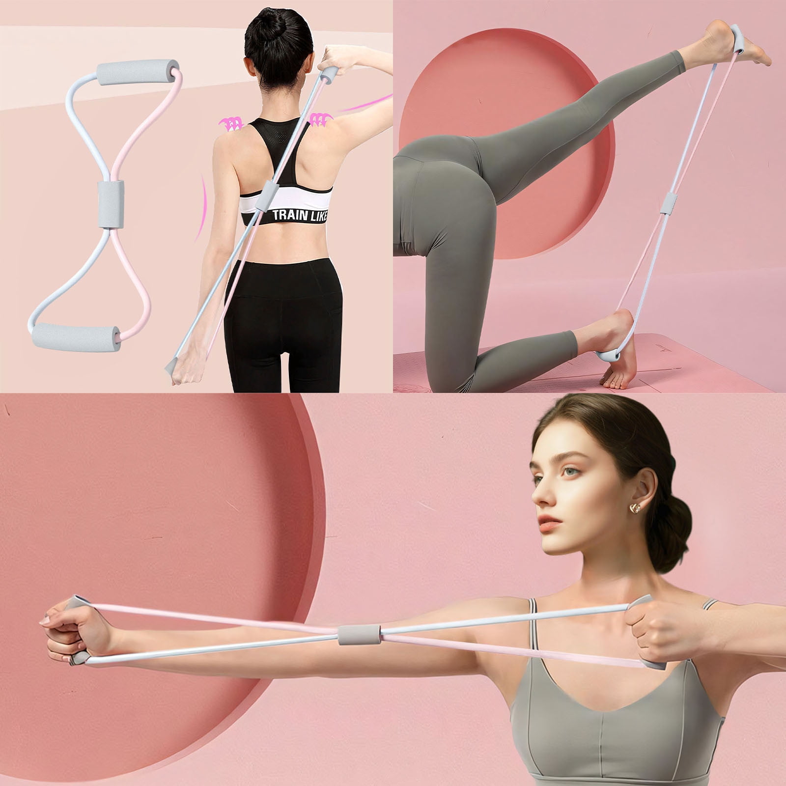 Kokovifyves Resistance Bands Figure 8 Exercise Band Resistance Fitness Equipment Tool for Back Shoulder Neck Stretching Yoga Bands Exercise Loop for Home Workout