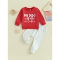 thumbnail image 2 of Bagilaanoe 2Pcs Baby Girl Boy Valentine's Day Clothes Newborn Letter Print Long Sleeve Sweatshirt Tops + Sweatpants 6M 12M 18M 24M Infant Fall Pants Set, 2 of 9