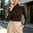 thumbnail image 5 of Vinsonshop Women's Thermal Underwear Tops Long Sleeve Overlap Mock Neck Fleece Lined Slim Fit Base Layer Winter Warm Casual Fall Clothes Coffee XXL, 5 of 9