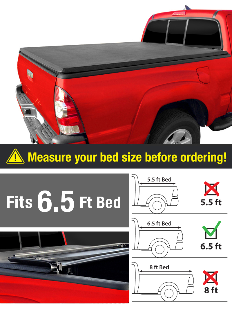 Soft Tri Fold Truck Bed Tonneau Cover For 2014 2019 Toyota Tundra Fleetside 6 5 Bed For Models With Or Without The Deckrail System Walmart Com Walmart Com