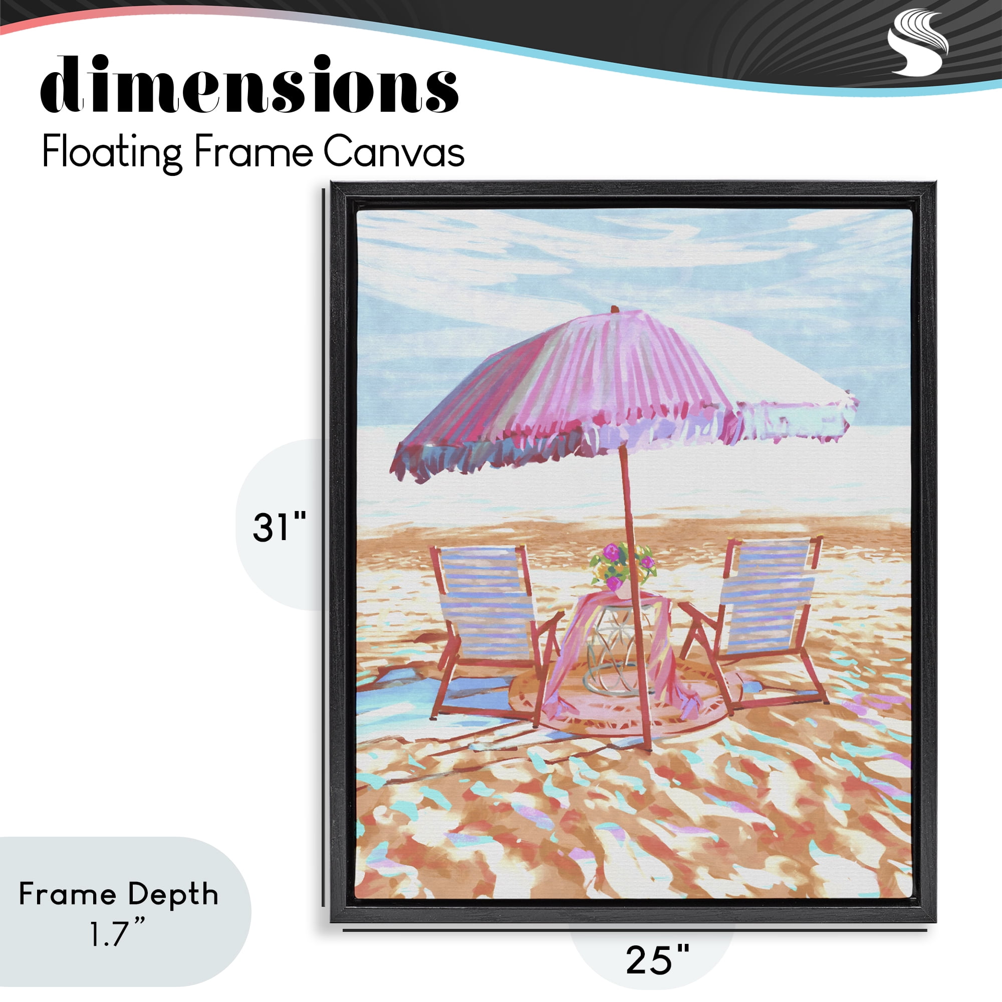 Stupell Industries Seaside Summer Picnic For Two Black Framed Floater Canvas Wall Art, design by Ziwei Li
