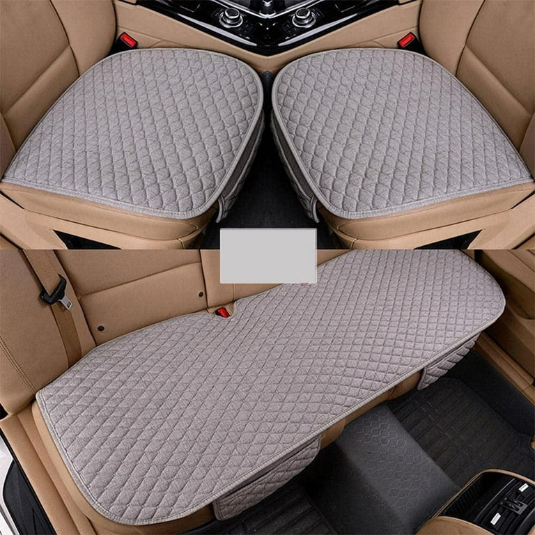 Pack of 3 Car Seat Cushions, Universal Linen Seat Covers, Non-Slip