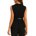 thumbnail image 3 of INSPIRE CHIC Office Blazer Vest for Women's Lapel Collar Button Down Belted Sleeveless Jacket, 3 of 5