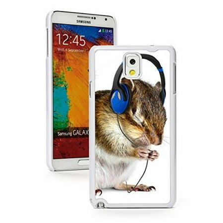 Samsung Galaxy Note 3 Hard Back Case Cover Cute Chipmunk Squirrel Listening to Music Headphones