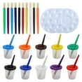 thumbnail image 2 of 1 Set Paint Brush Durable Bristle User-friendly Plastic Children Draw Brush  Palette Paint Cups Set Painting Tool, 2 of 10