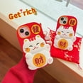 thumbnail image 4 of Case for iPhone 13,Kawaii Phone Cases 3D Silicone Cartoon Lucky Cat Fun Cute Case Soft Rubber Shockproof Protective Case Women Girls for iPhone 13, 4 of 7