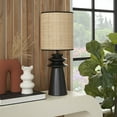 thumbnail image 3 of Nourison 22" Black Modern Tiered Ceramic Table Lamp with Straw Shade, 3 of 8