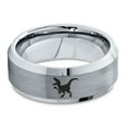 thumbnail image 2 of Tungsten Dinosaur Velociraptor Band Ring 8mm Men Women Comfort Fit Gray Bevel Edge Brushed Polished, 2 of 4