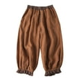 thumbnail image 2 of Gifts Usmixi Womens Harem Pants Casual Button Elastic Waist Cotton Linen Loose Trousers Solid Lightweight Straight Leg Baggy Long Pants with Pocket Coffee XL, 2 of 7